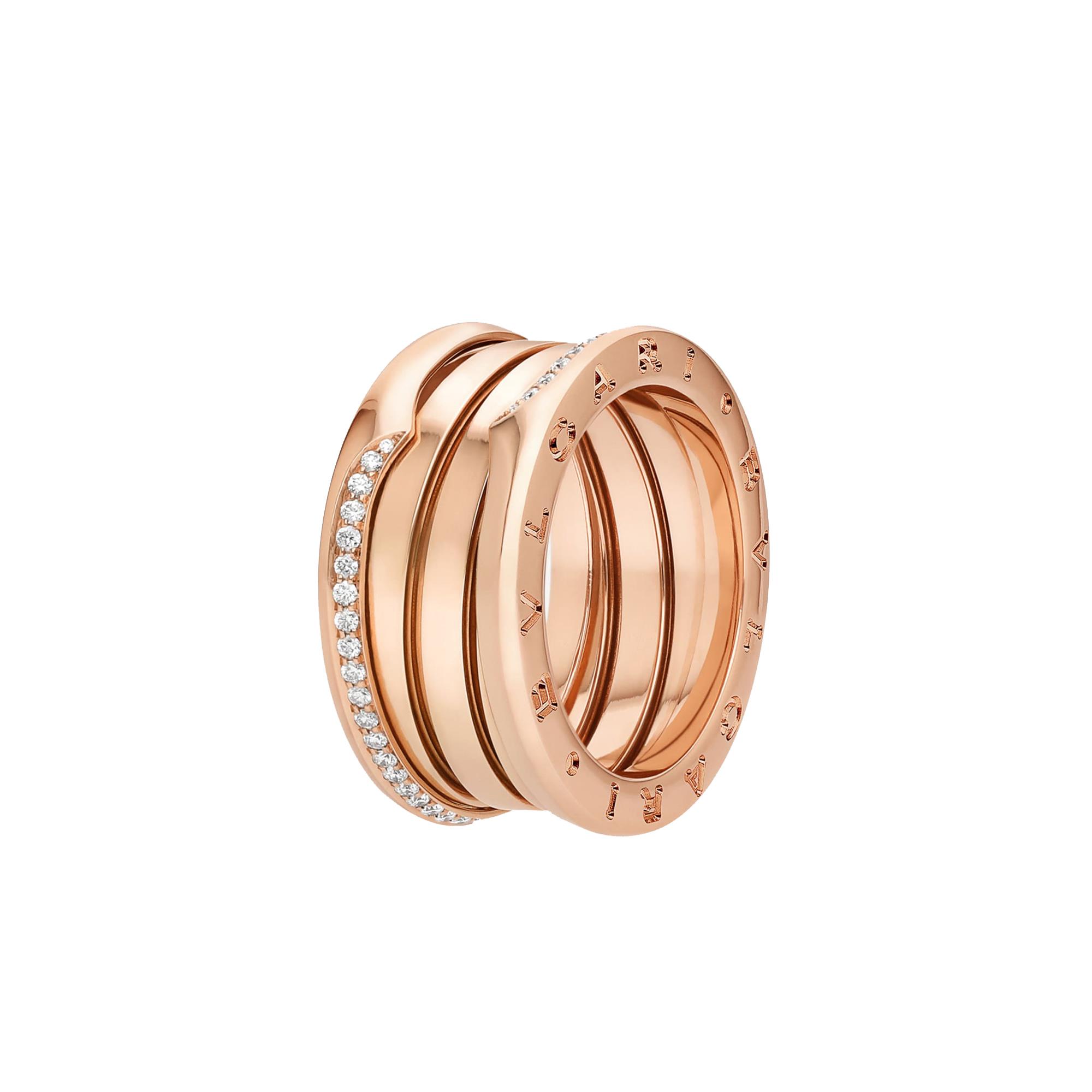 Bvlgari B.zero1 18k Rose Gold Diamond Three Band Ring