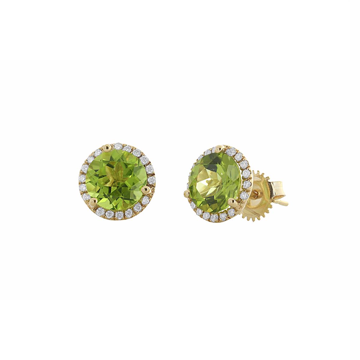 London Collection 14k Gemstone and Diamond Halo Stud Earrings