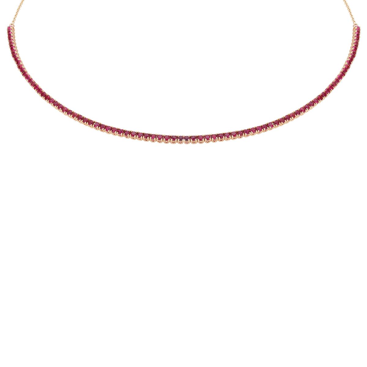 London Collection 14k Yellow Gold Ruby Adjustable Choker Necklace