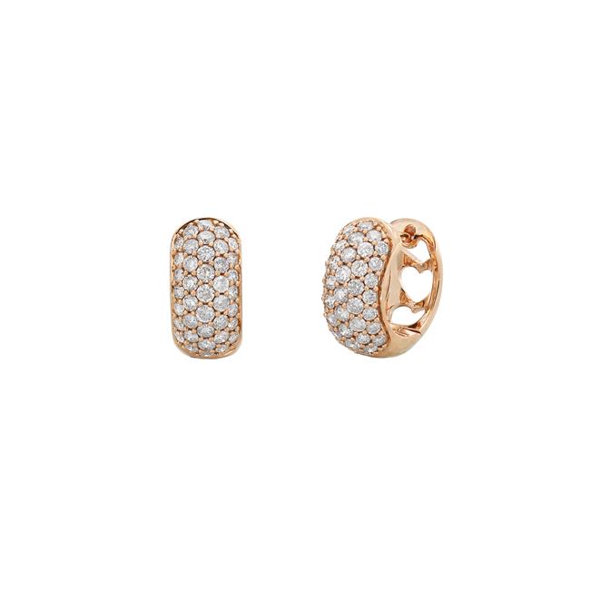 London Collection 18k Rose Gold Pave Diamond Huggie Earrings