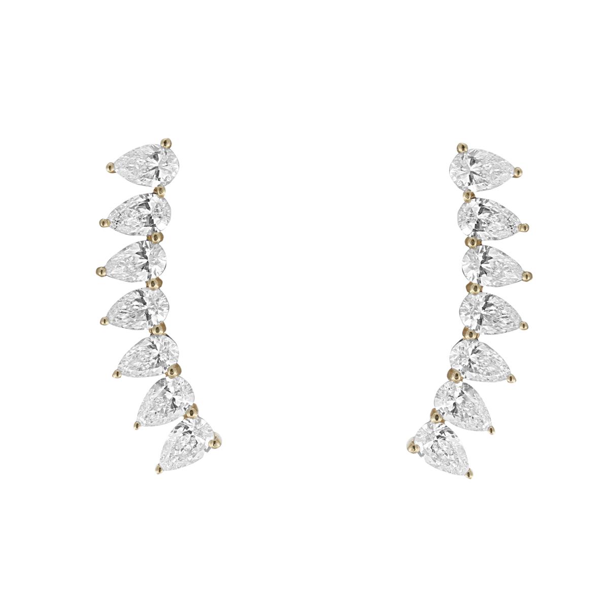 London Collection 14k Yellow Gold Pear Cut Diamond Ear Crawlers