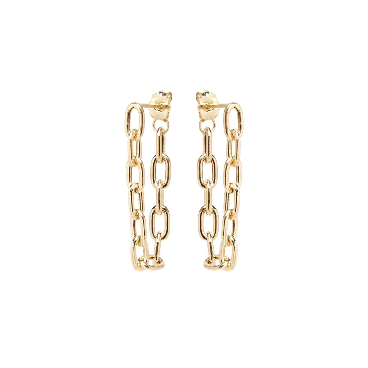 Zoe Chicco Yellow Gold Medium Dangle Hoop Earrings