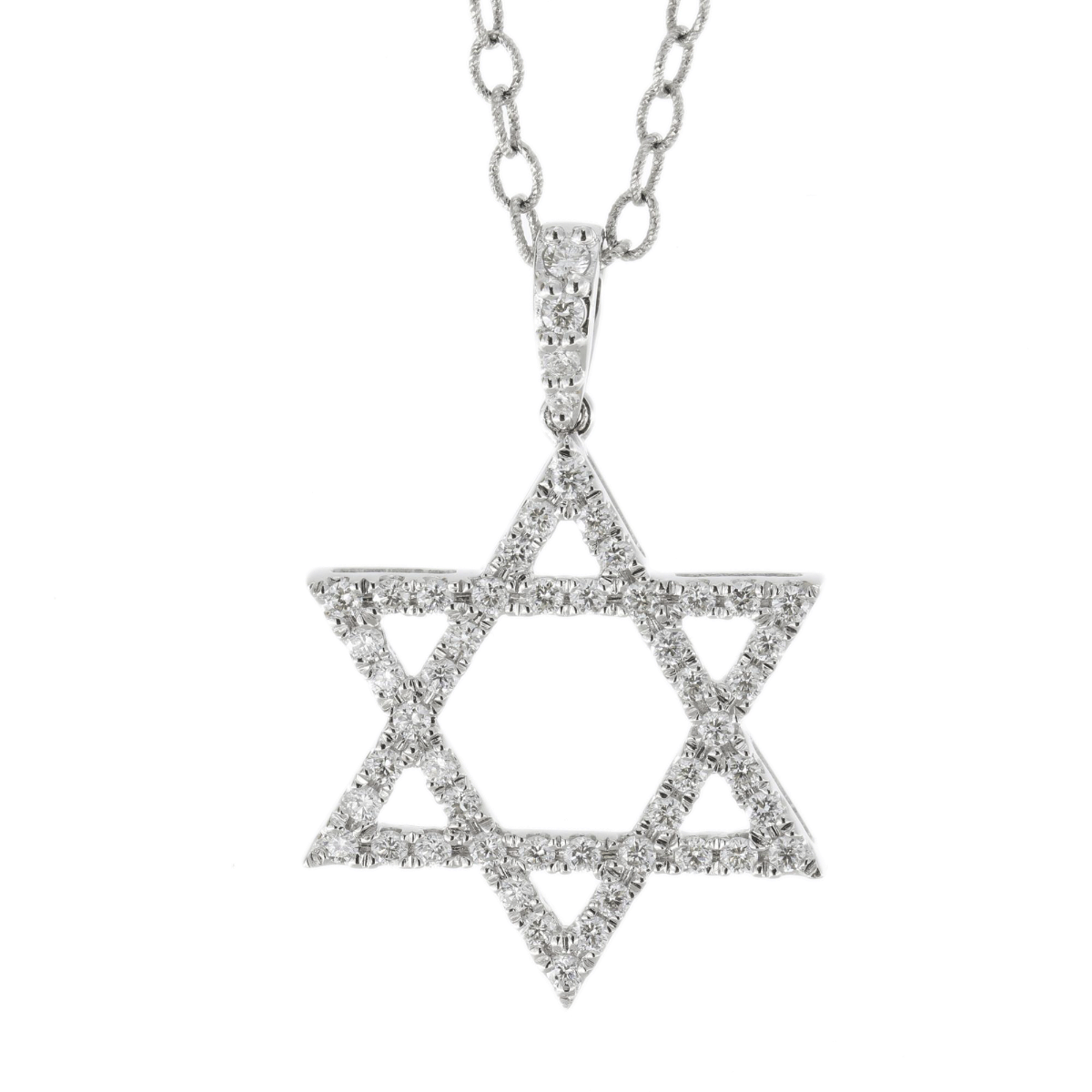 London Collection 18k Pave Diamond Star of David Pendant Necklace