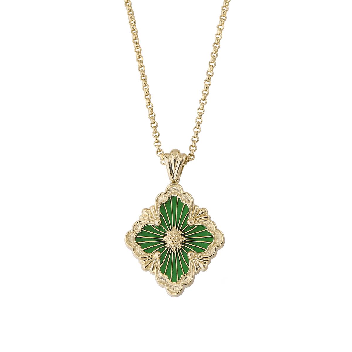 Buccellati Opera Tulle 18k Enamel Pendant Necklace