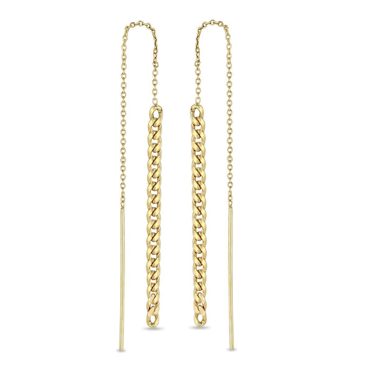 Zoe Chicco 14k Yellow Gold Small Curb Chain Threader Drop Earrings