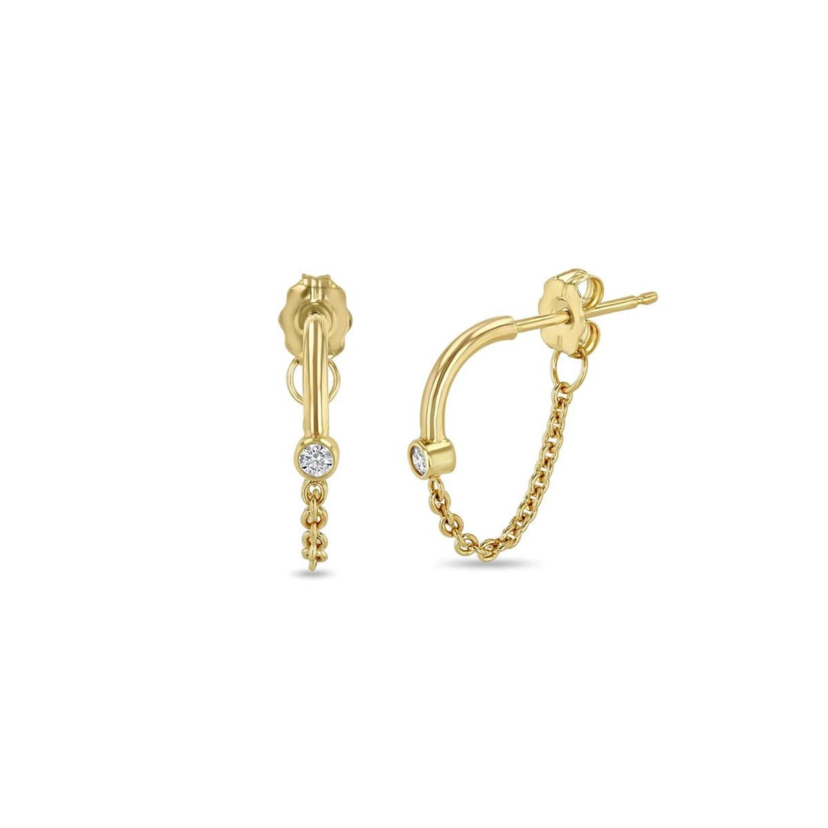 Zoe Chicco 14k Yellow Gold Chain Huggie Earrings