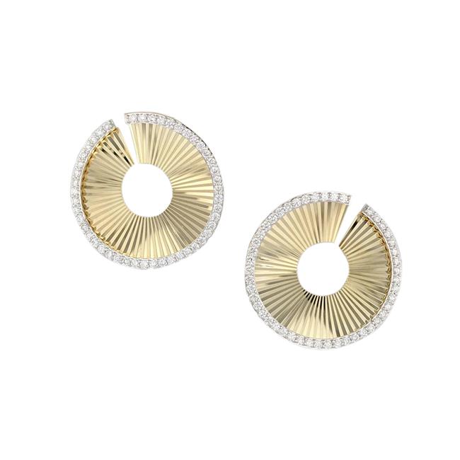 Phillips House Aura 18k Yellow Gold Diamond Large Fan Hoop Earrings