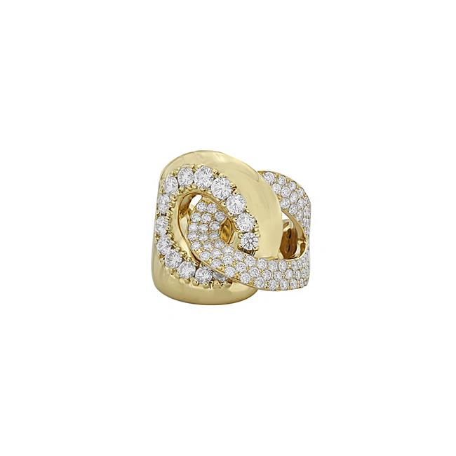 London Collection Yellow Gold Diamond Link Ring