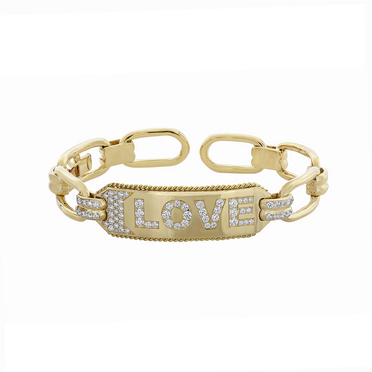 London Collection 18k Yellow Gold Diamond Gold Link "LOVE" Bracelet