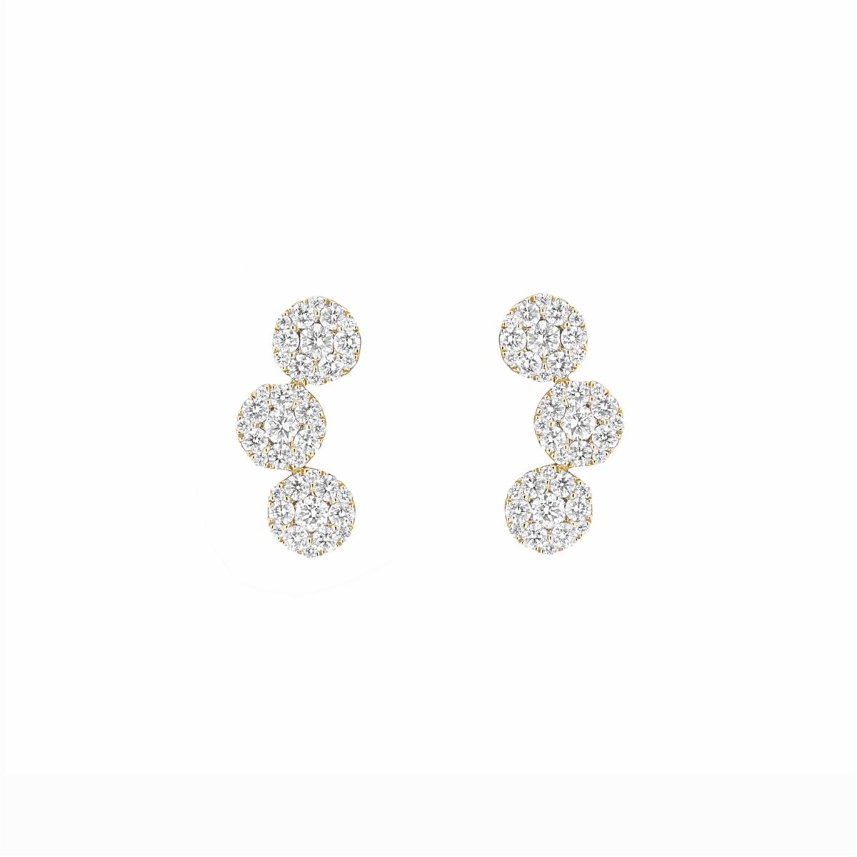 London Collection 18k Yellow Gold Pave Diamond 3 Circle Ear Crawler