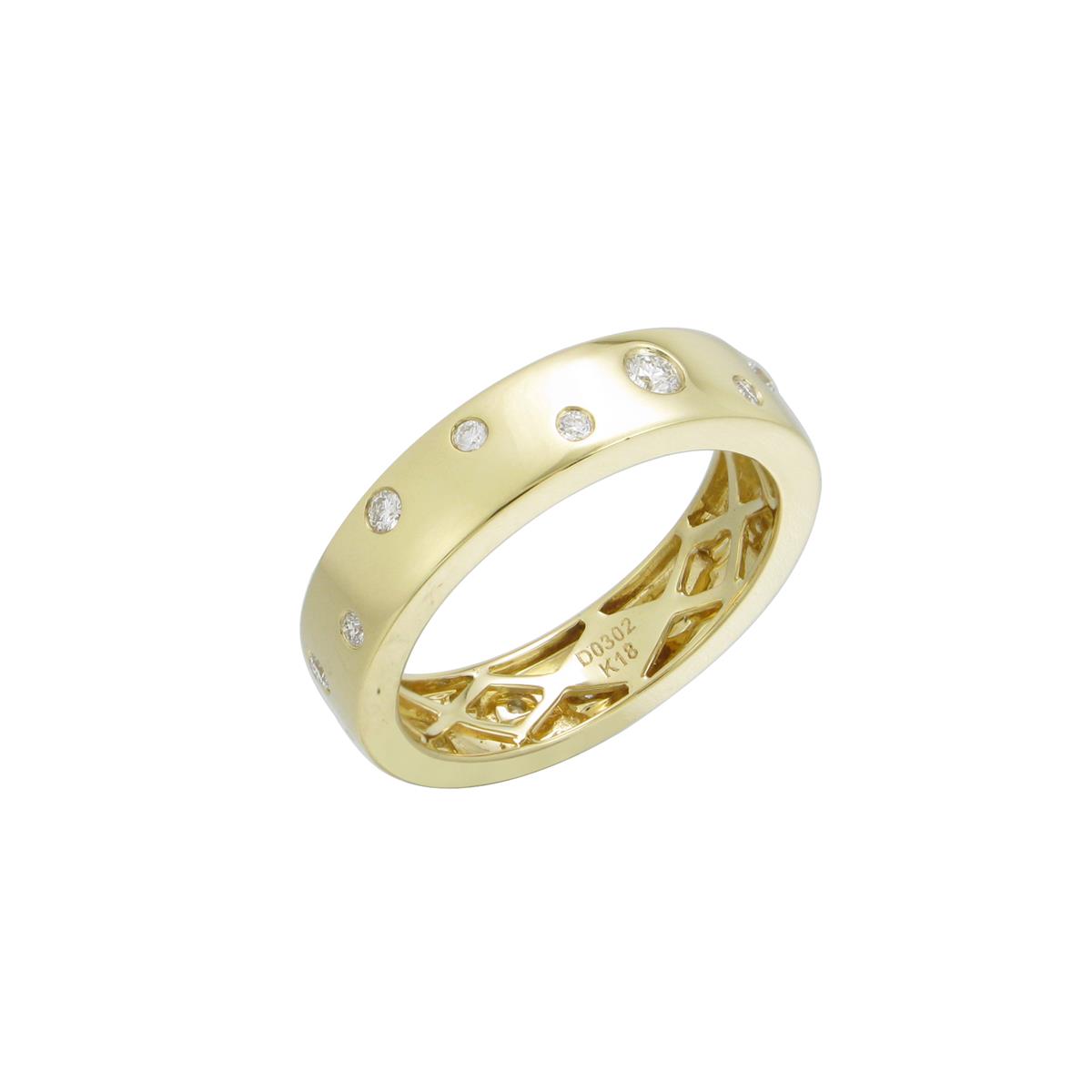 London Collection 18k Gold Scattered Diamond Polished Band