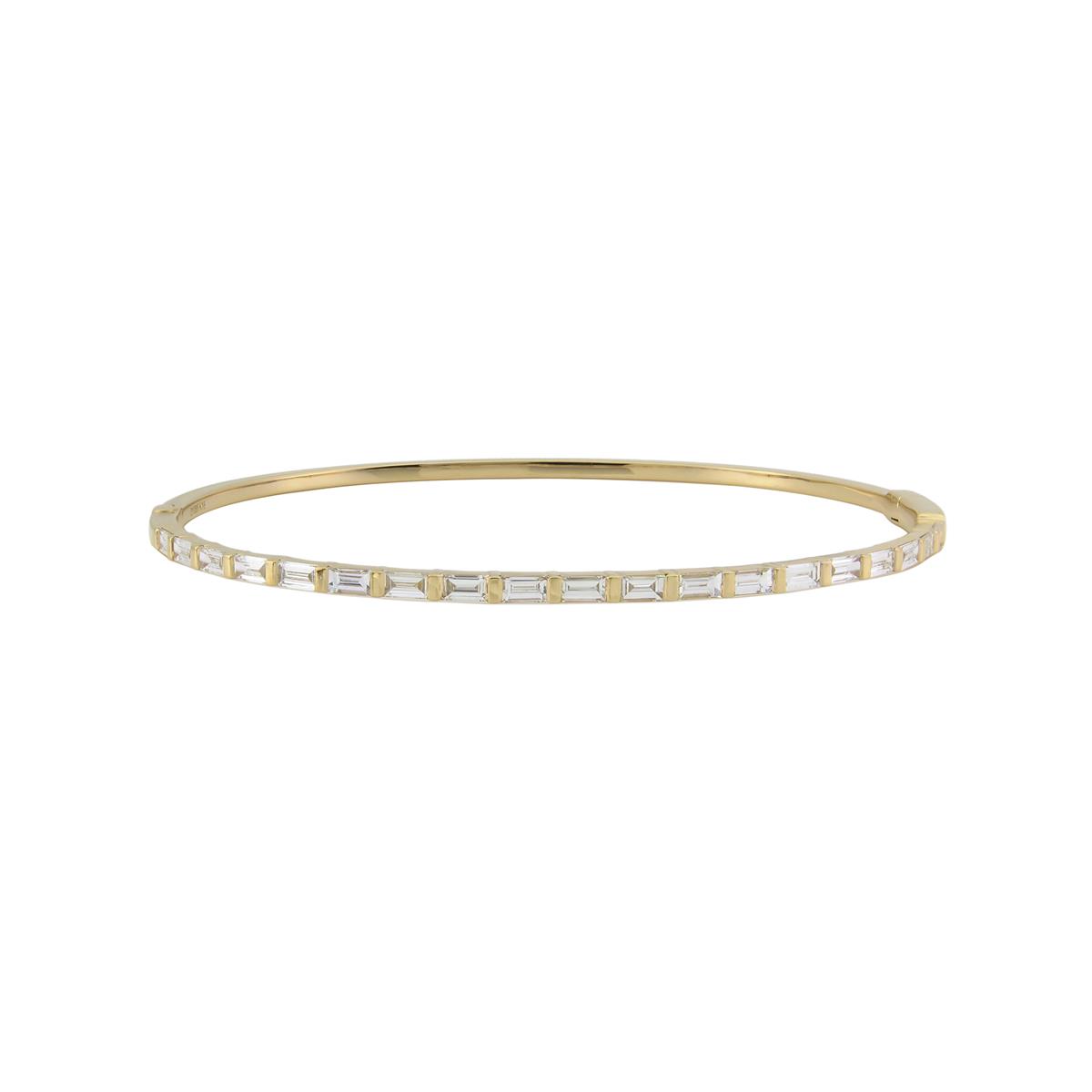 London Collection 18k Yellow Gold Baguette Diamond Bangle Bracelet