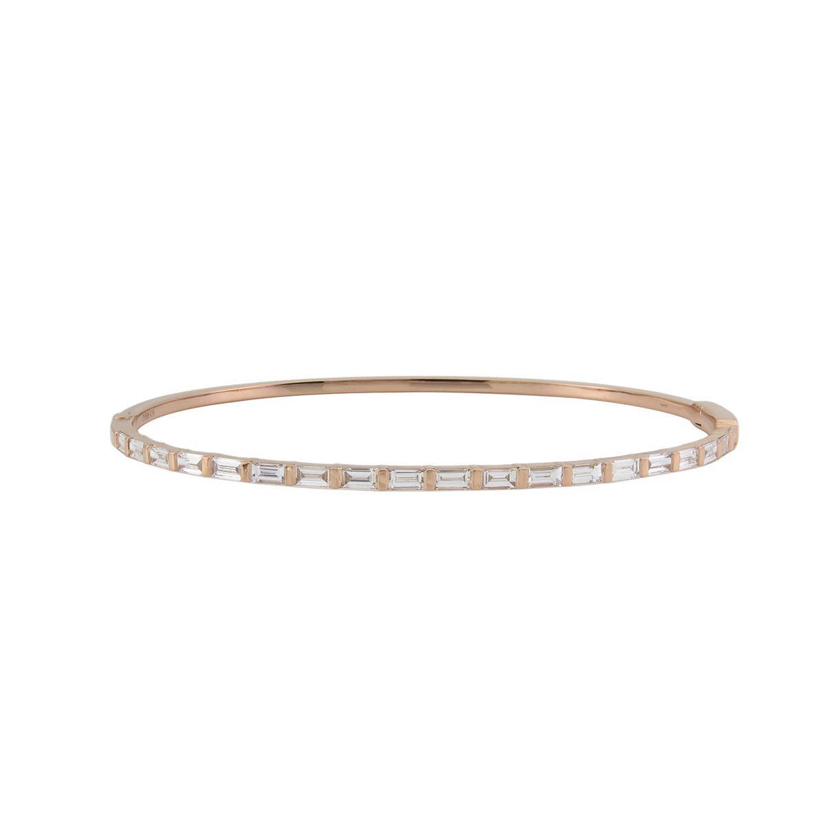 London Collection 18k Rose Gold Baguette Diamond Bangle Bracelet