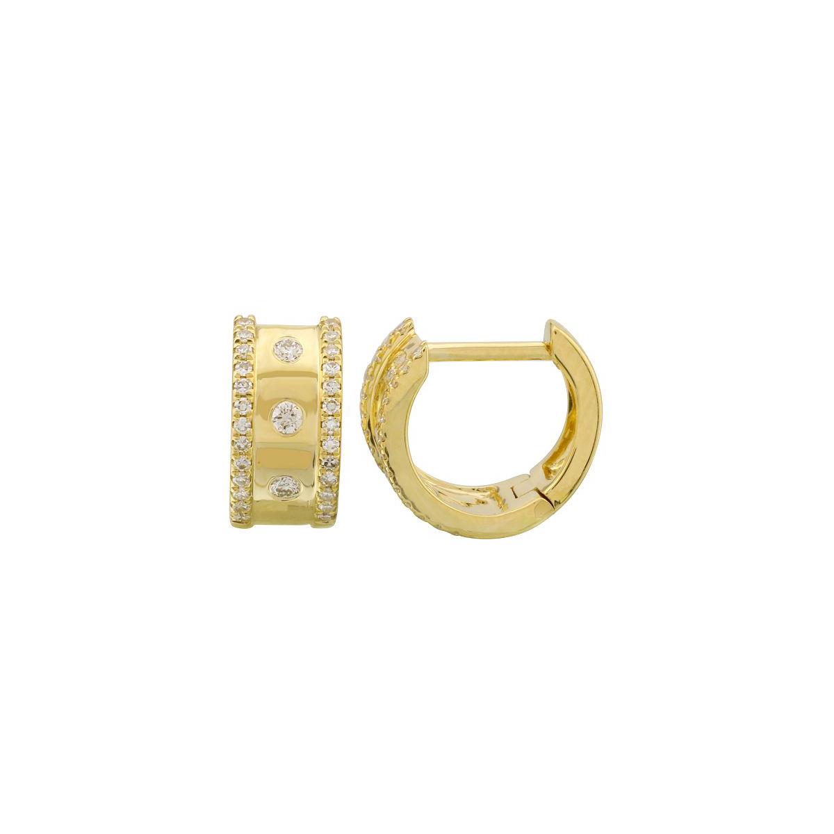 London Collection 14k Yellow Gold Round Diamond Huggie Earrings