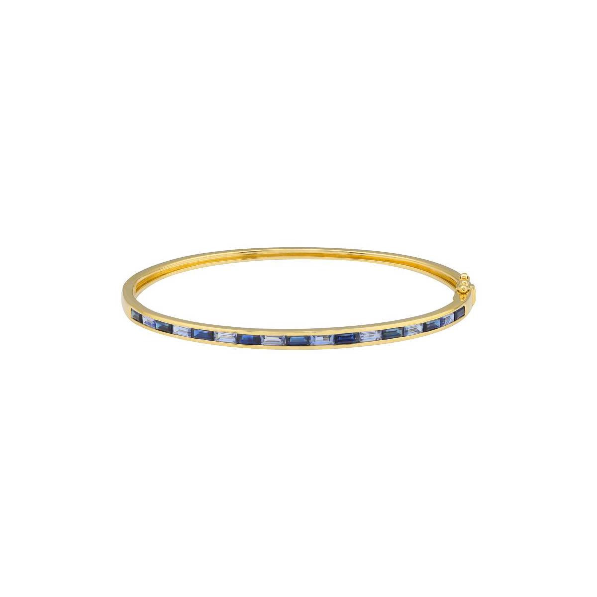 London Collection 14k Yellow Gold Alternating Blue Sapphire Bangle Bracelet