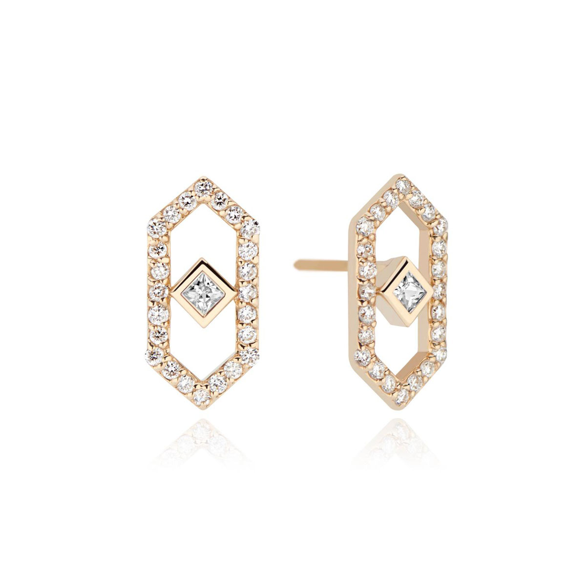 Gigi Ferranti Gianna Chevron 14k Yellow Gold Diamond Earrings