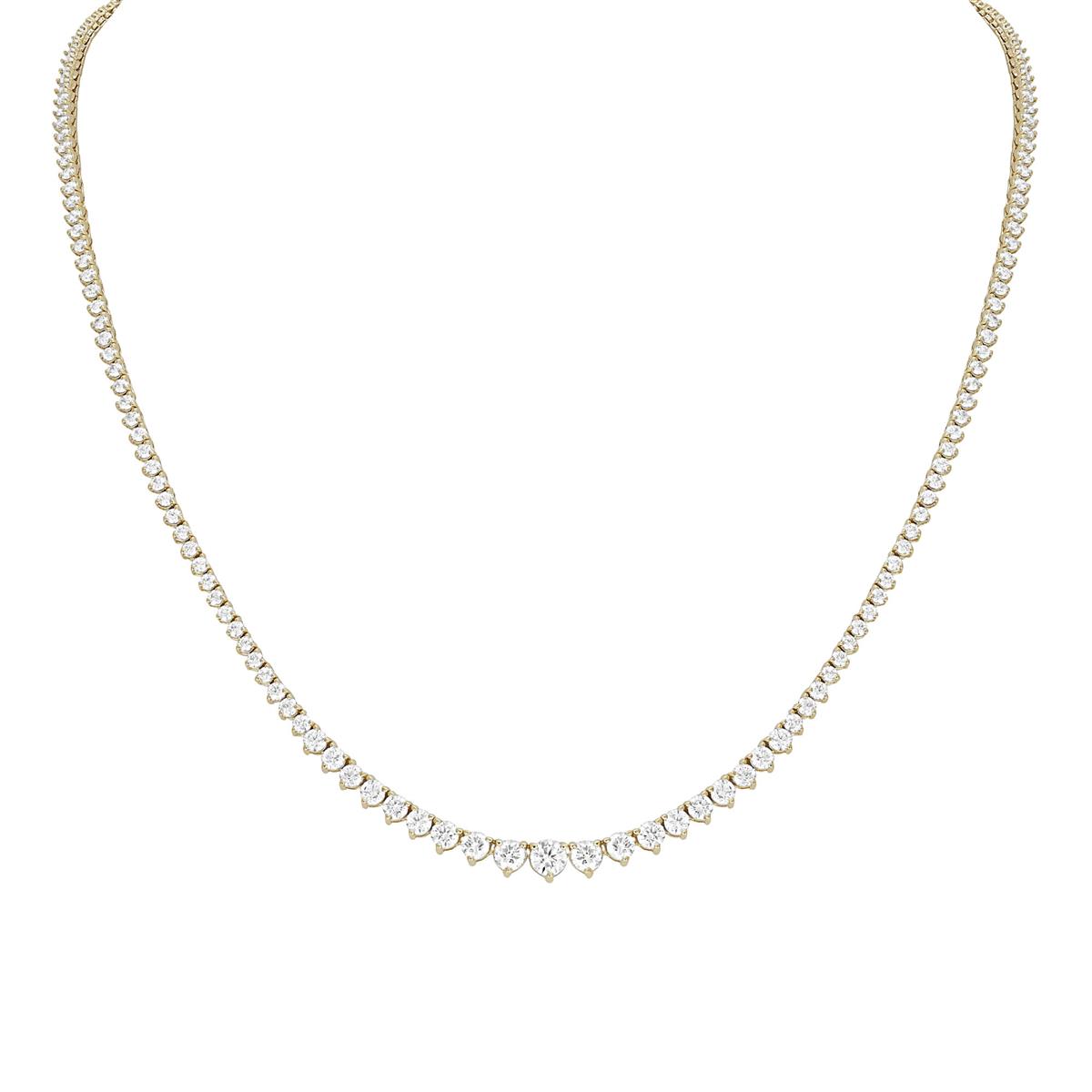 London Collection 18k Three Prong Diamond Tennis Necklace