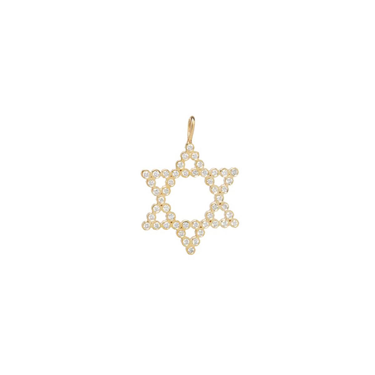 Zoe Chicco 14k Yellow Gold Bezel Set Diamond Star of David Charm Pendant