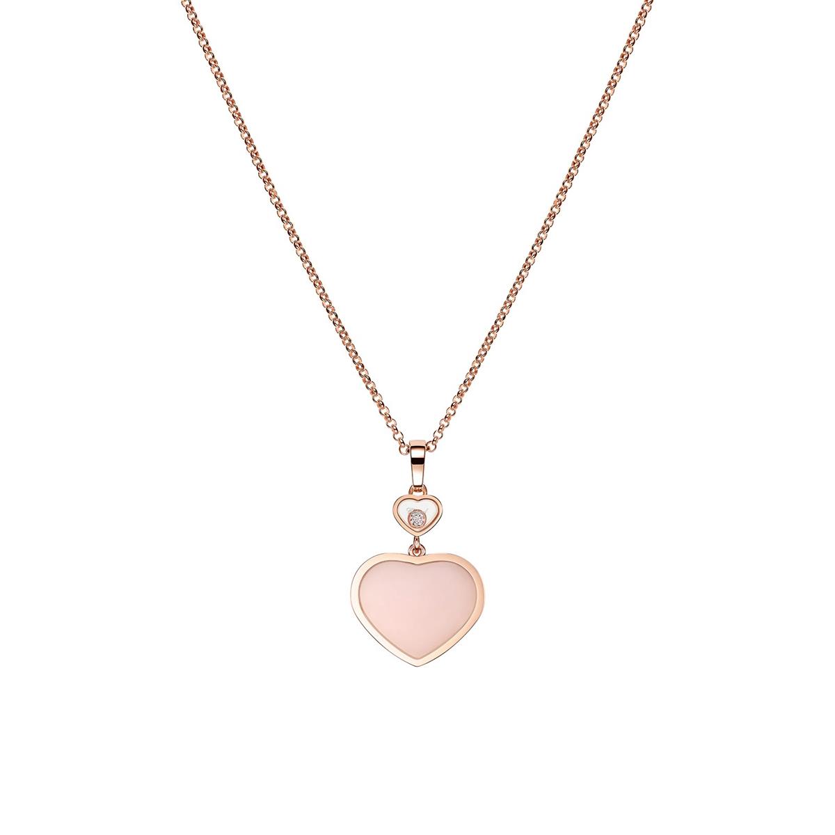 Chopard Happy Hearts 18k Pink Opal Heart Pendant Necklace