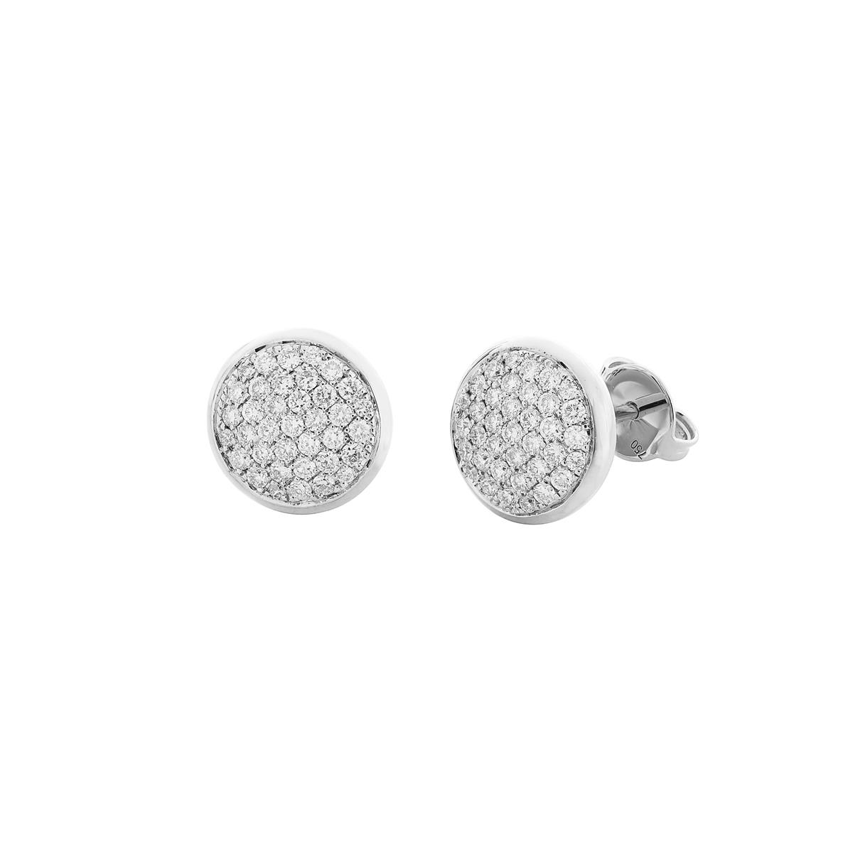 London Collection White Gold Diamond Circle Stud Earrings