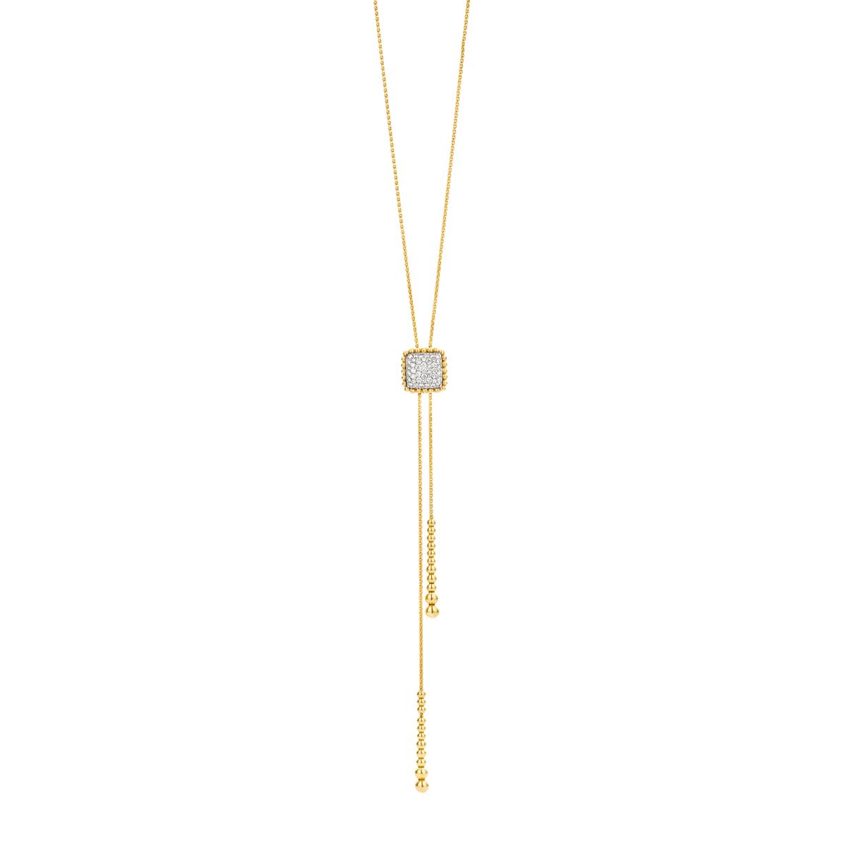 London Collection 18k Two Tone Diamond Lariat Necklace