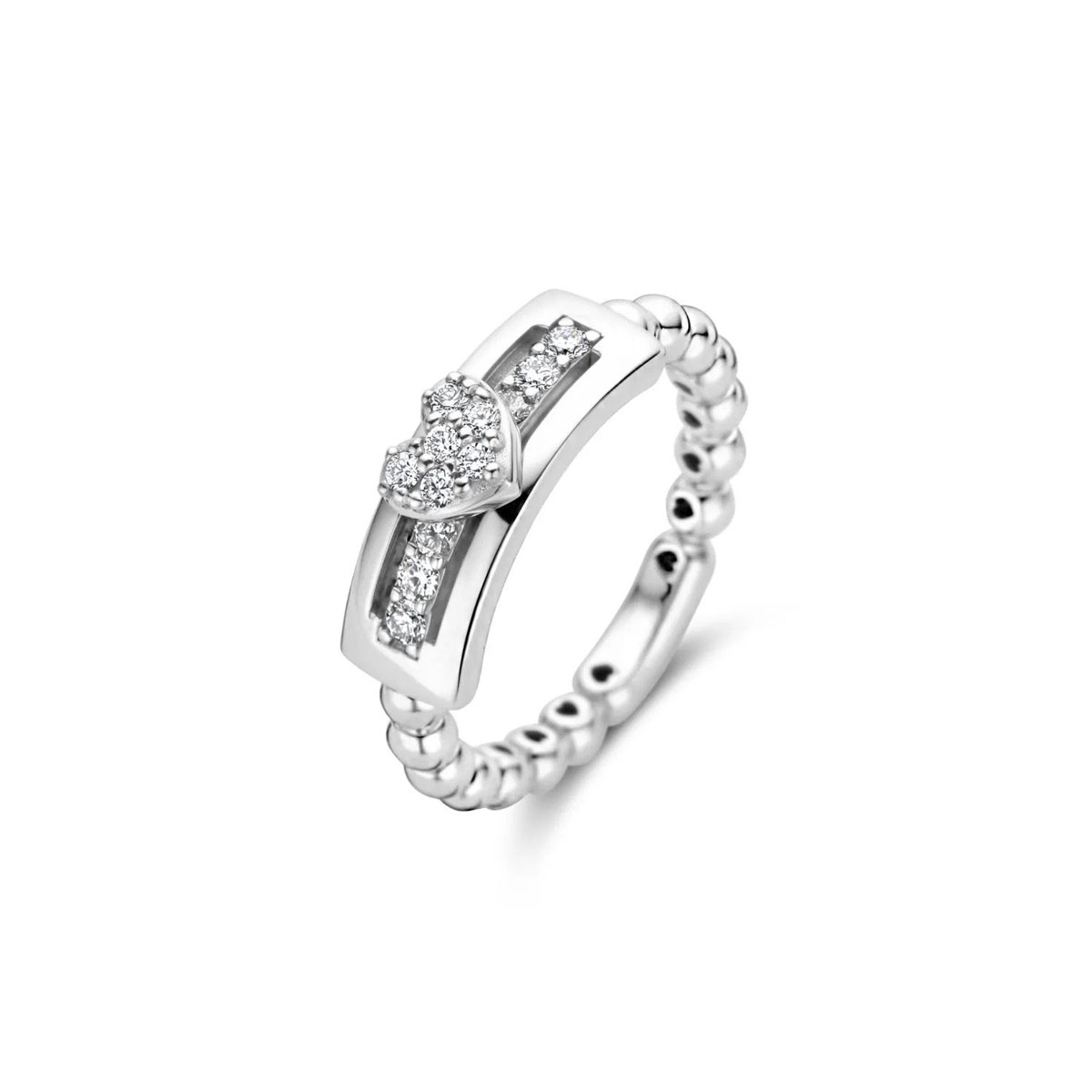 London Collection 18k White Gold Pave Diamond Heart Slider Ring