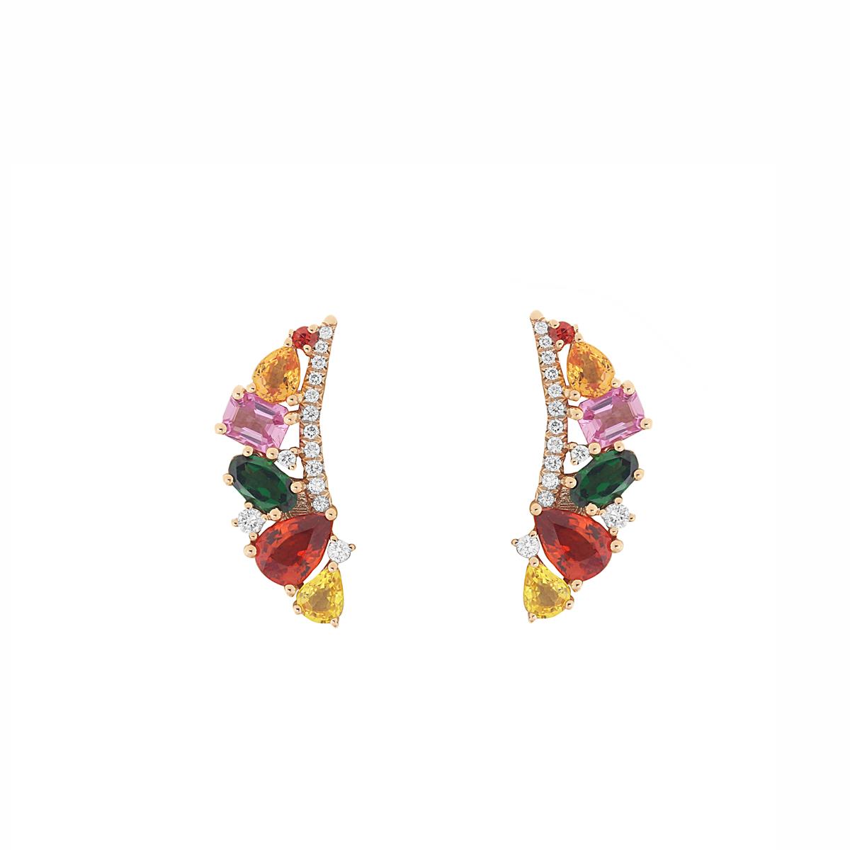 London Collection 18k Mixed Gemstone Ear Climbers