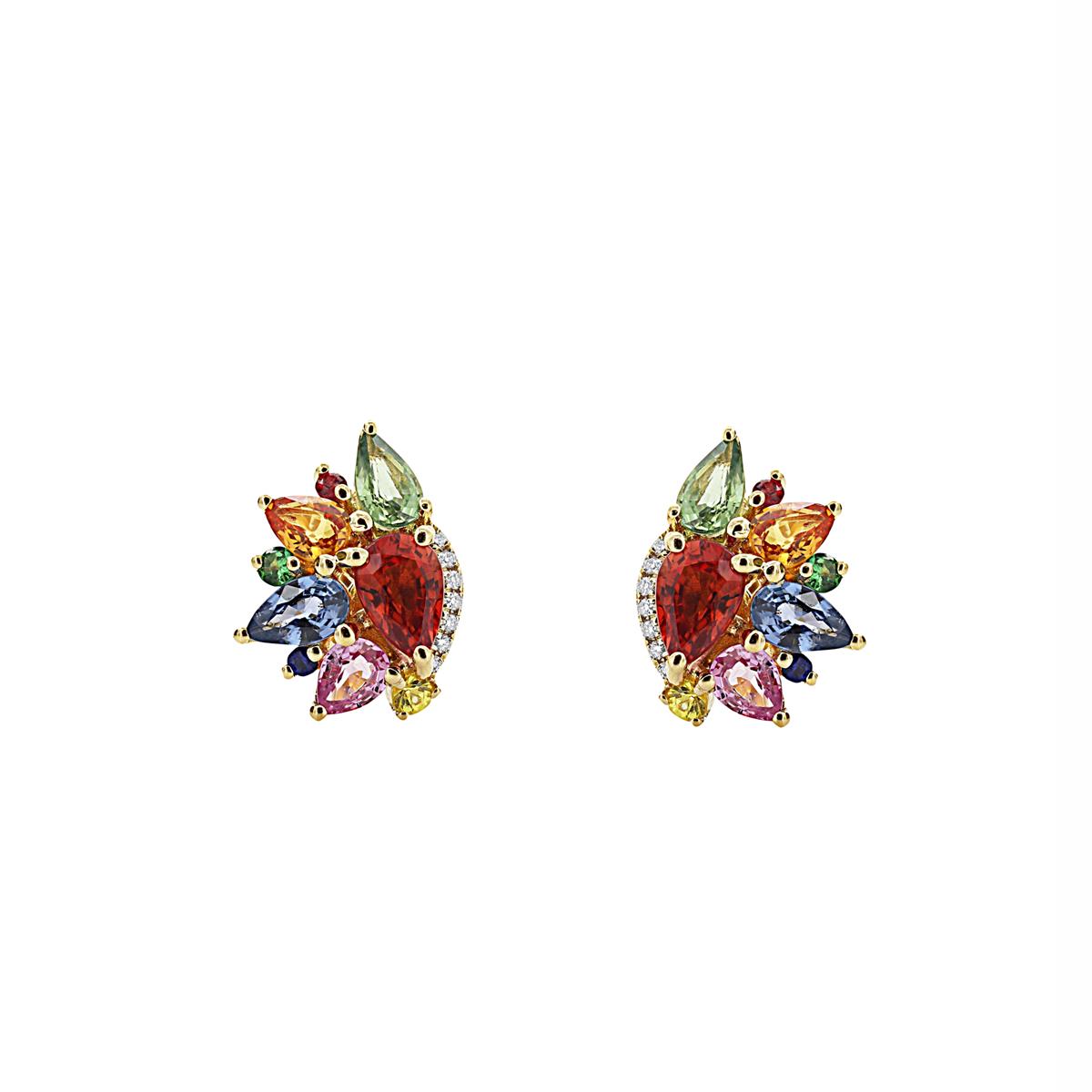 London Collection 18k Mixed Shape Mixed Gemstone Earrings