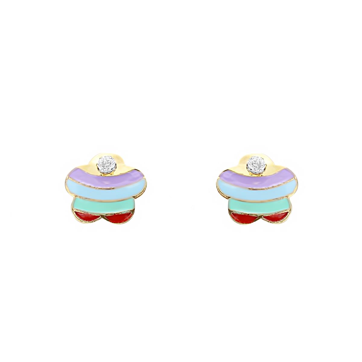 London Collection 14k Rainbow Enamel Stud Earrings