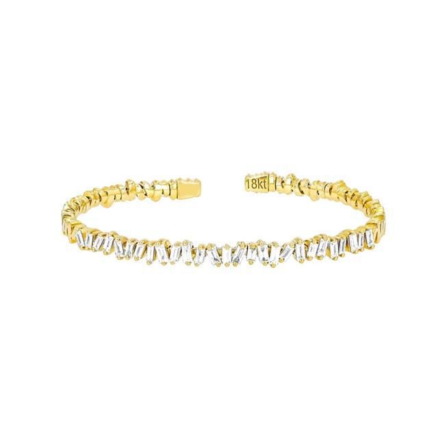 Suzanne Kalan 18k Gold and Diamond Classic Fireworks Flexible Bangle Bracelet