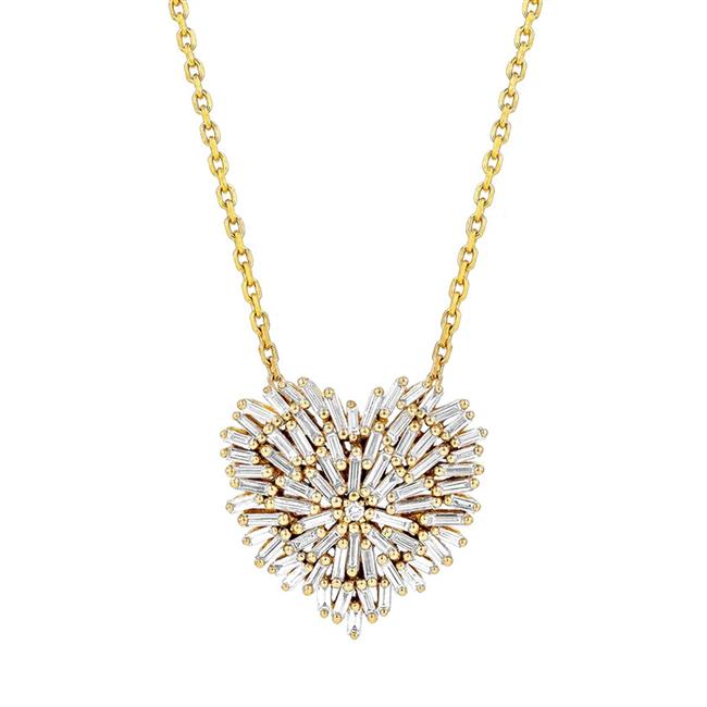 Suzanne Kalan 18k Yellow Gold Diamond Heart Necklace