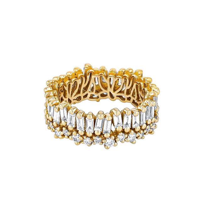 Suzanne Kalan 18k Yellow Gold Diamond Fireworks 8mm Eternity Band