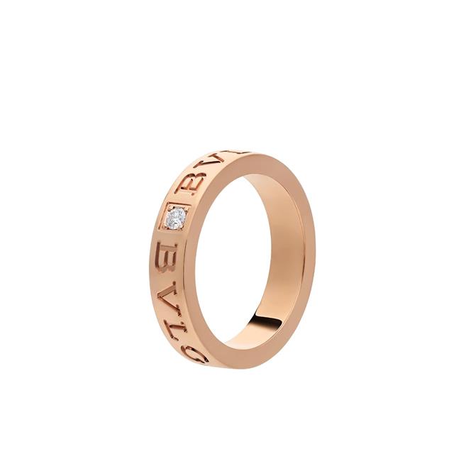 Bvlgari B.zero1 18k Rose Gold Engraved Logo Ring