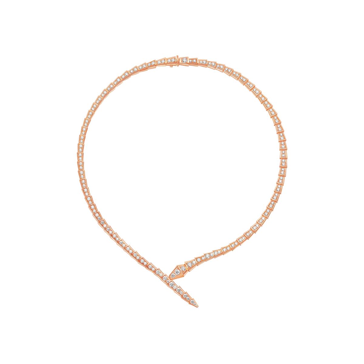 Bvlgari Serpenti Viper 18k Rose Gold Pave Diamond Necklace