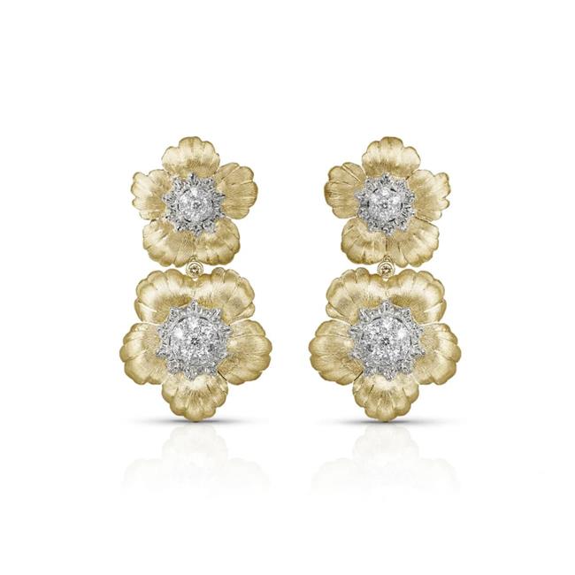 Buccellati Daphne 18k Yellow Gold Diamond Flower Earrings