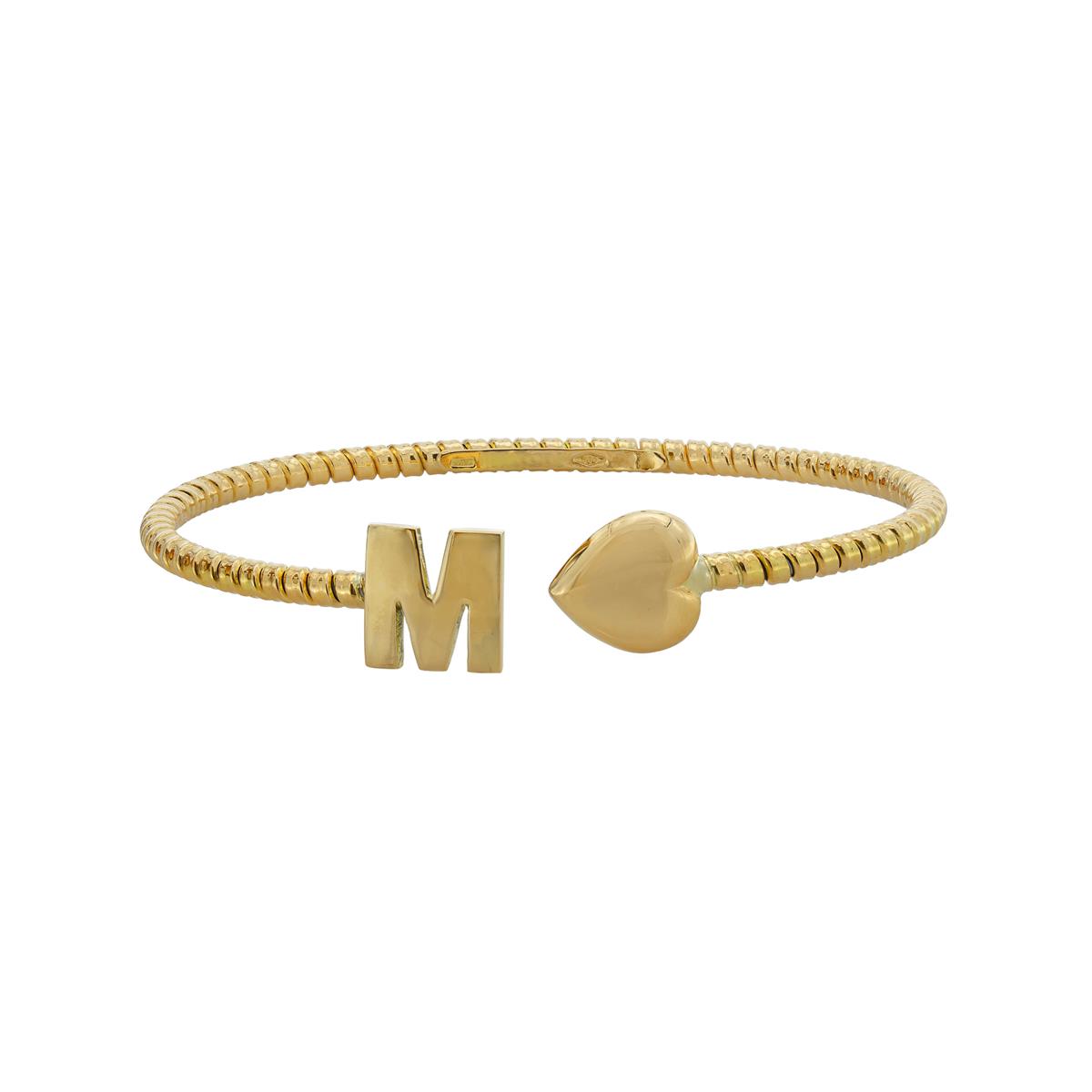 London Collection 18k Yellow Gold Heart and "M" Cuff Bracelet