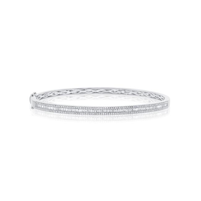 London Collection 14k Gold Thin Diamond Bangle Bracelet