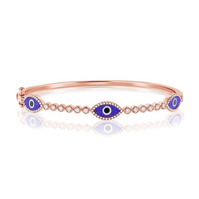 London Collection 14k Rose Gold Lapis and Diamond Evil Eye Bracelet