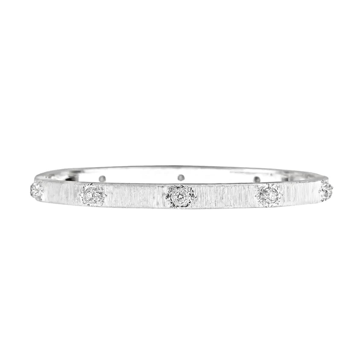 Buccellati Classica Macri 18k White Gold Diamond 5mm Bangle Bracelet