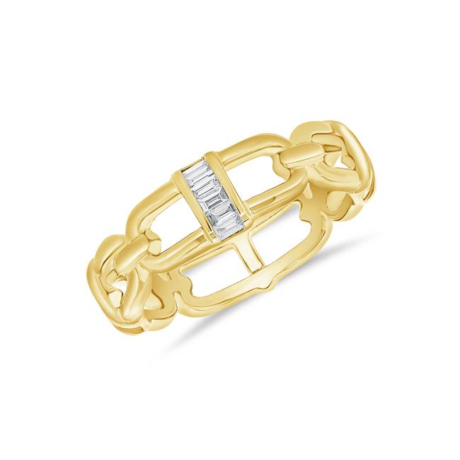 London Collection 14k Yellow Gold Mariner Link Center Diamond Ring