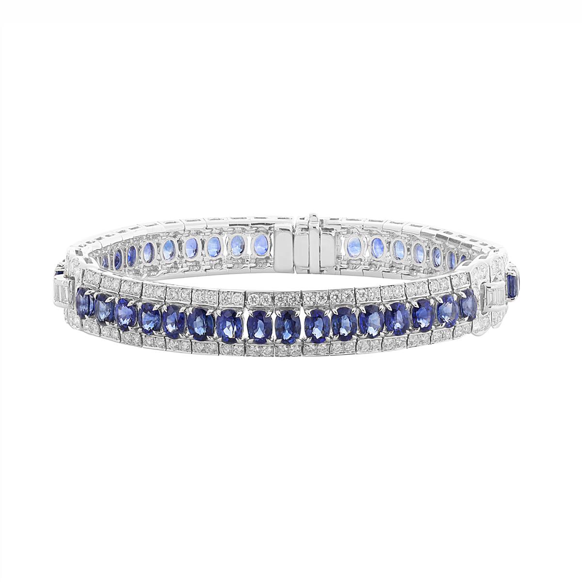 London Collection 18k White Gold Blue Sapphire and Diamond Bracelet