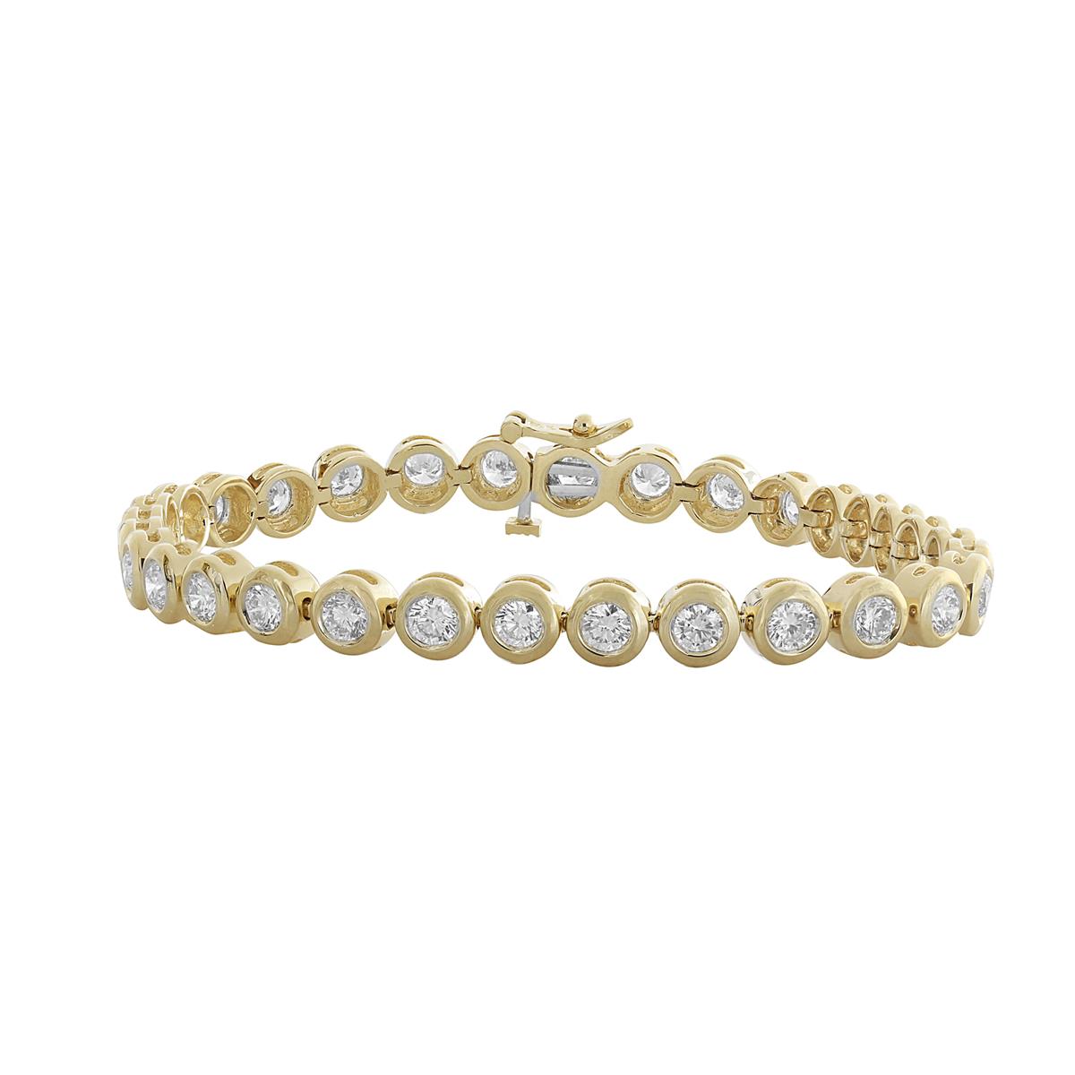 London Collection 14k Yellow Gold Bezel Set Round Diamond Tennis Bracelet