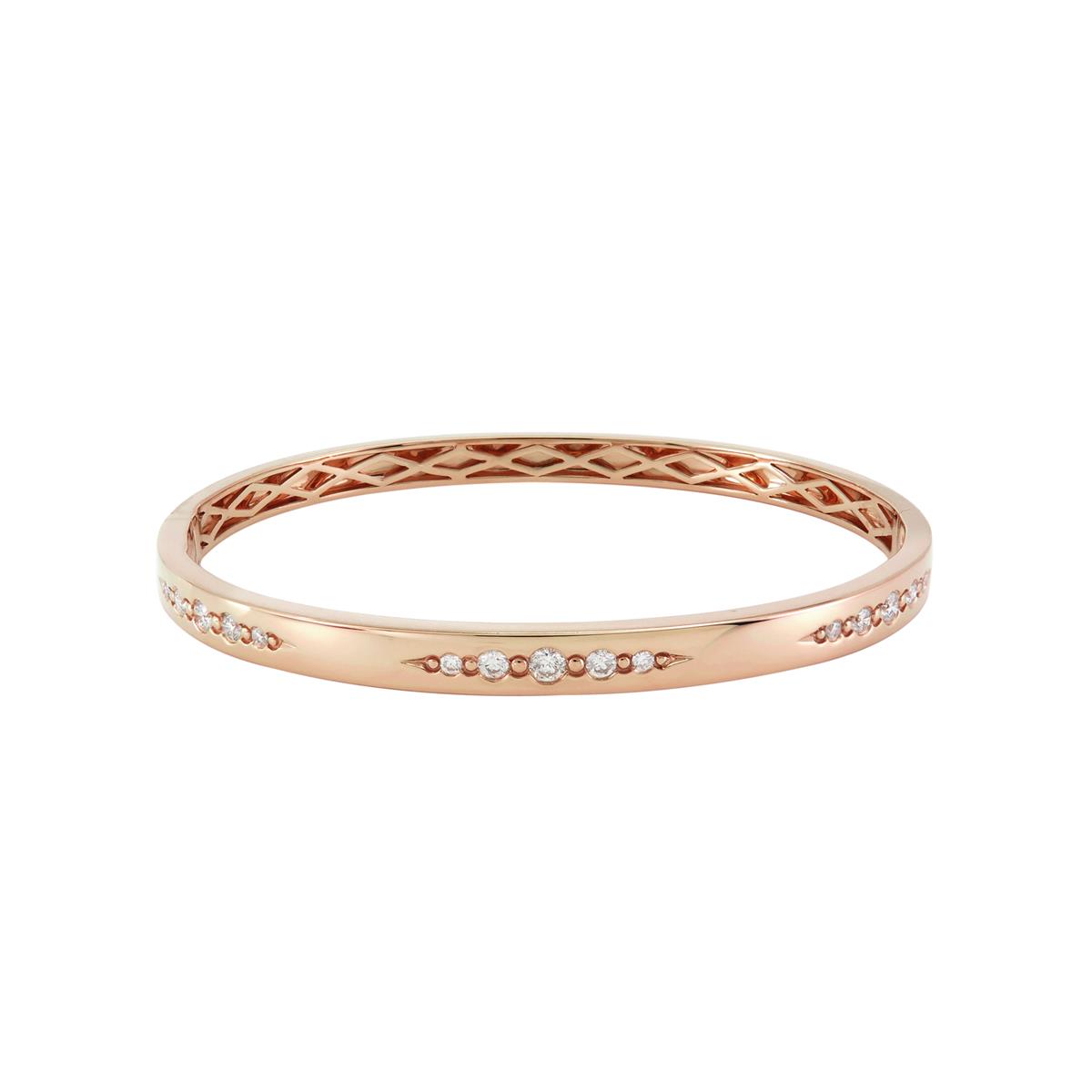 London Collection Rose Gold Mix Place Diamond Bangle Bracelet