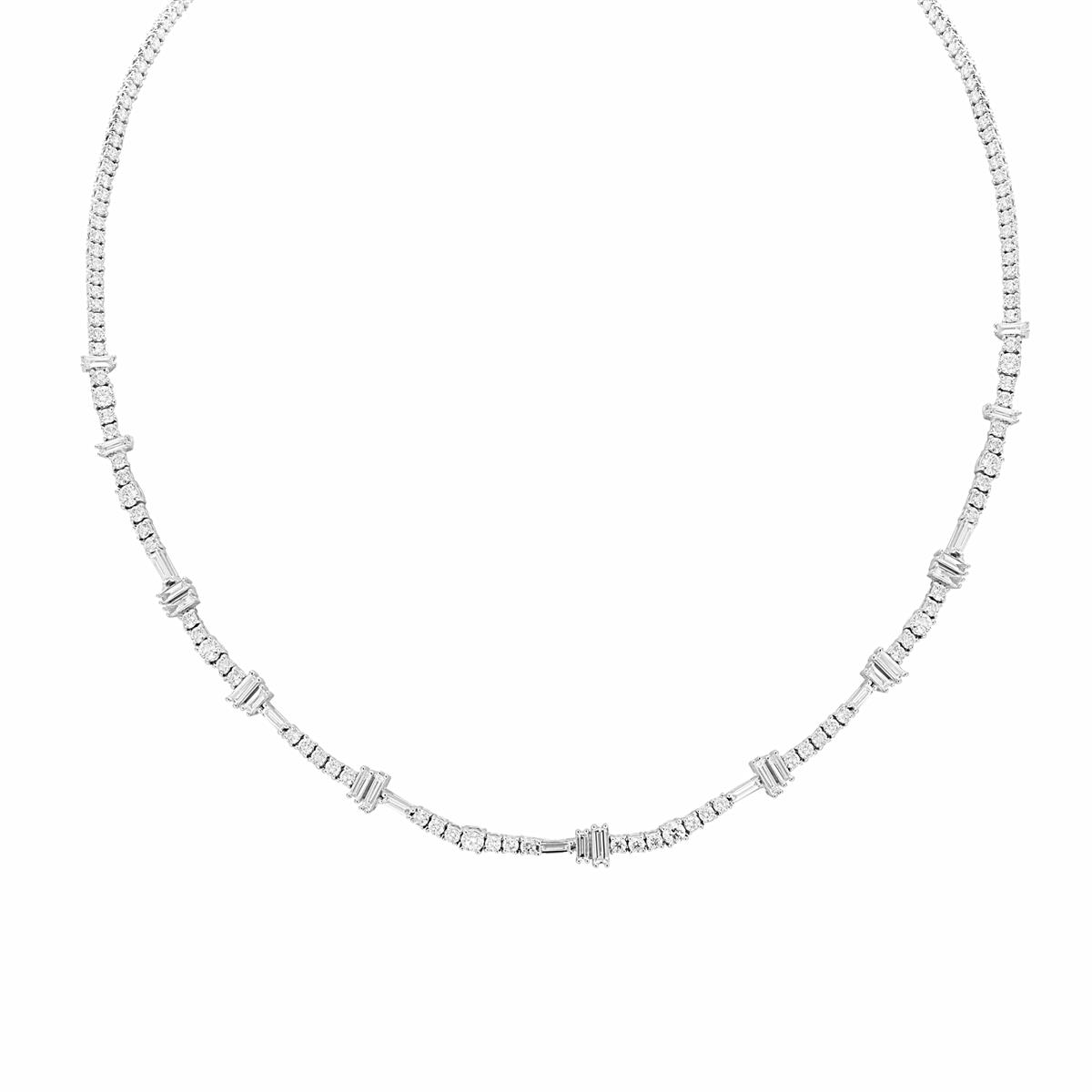 London Collection 18k White Gold Diamond Tennis Necklace 