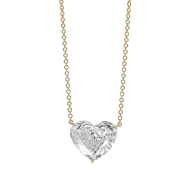 London Collection 18k Yellow Gold Heart Shaped Diamond Necklace 10.28cts