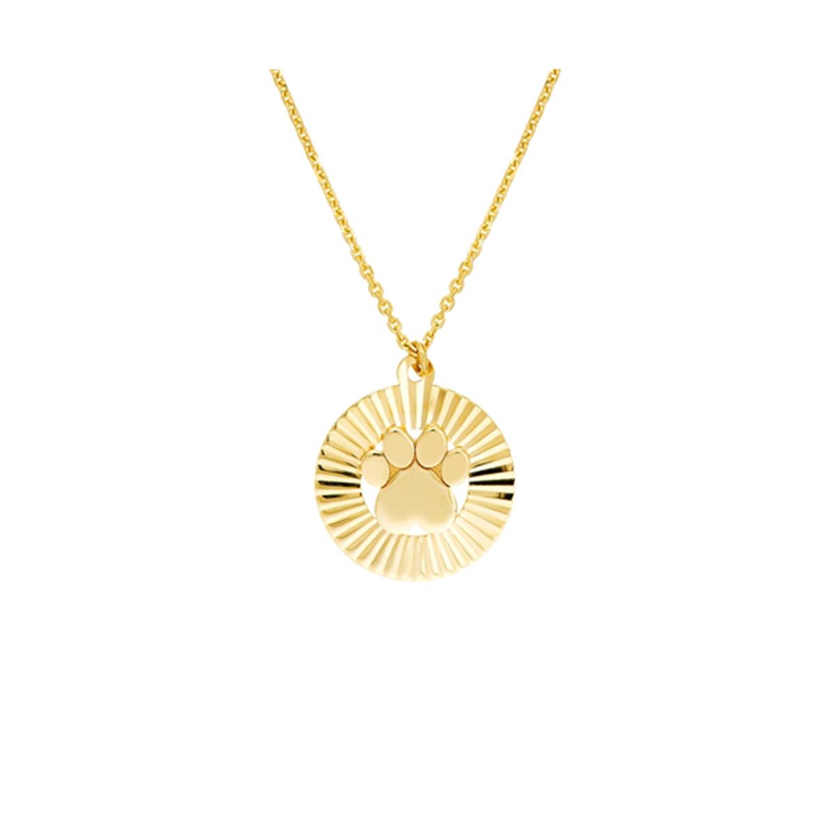 London Collection 14k Yellow Gold Circle Paw Pendant Necklace