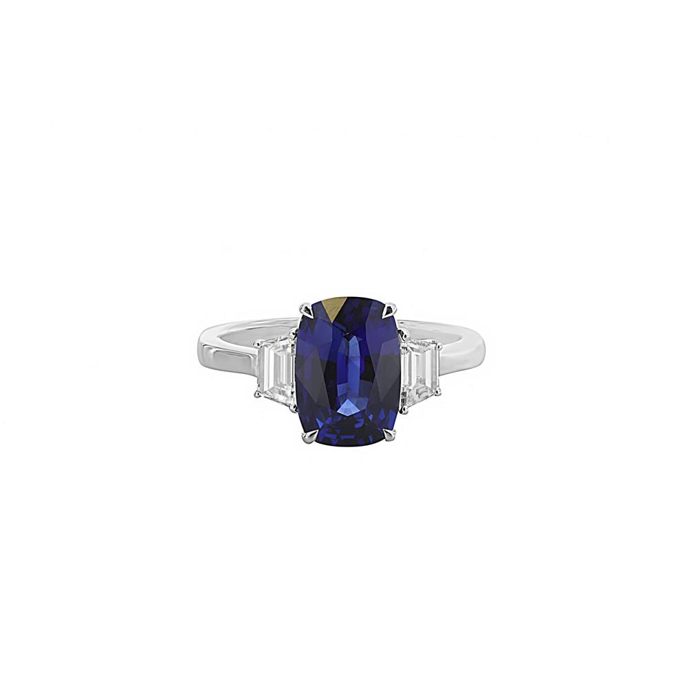 London Collection Platinum Sapphire and Diamond 3 Stone Ring