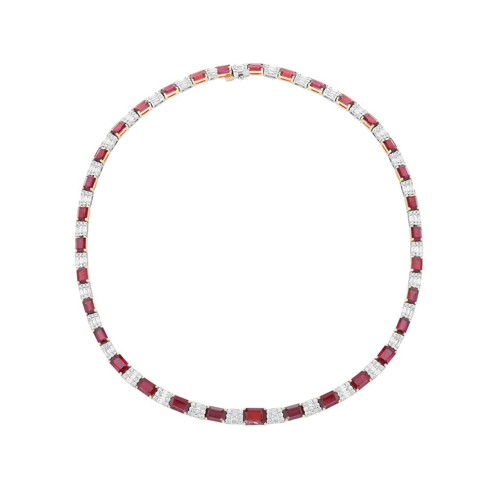 London Collection Two Tone Ruby and Diamond Alternating Necklace