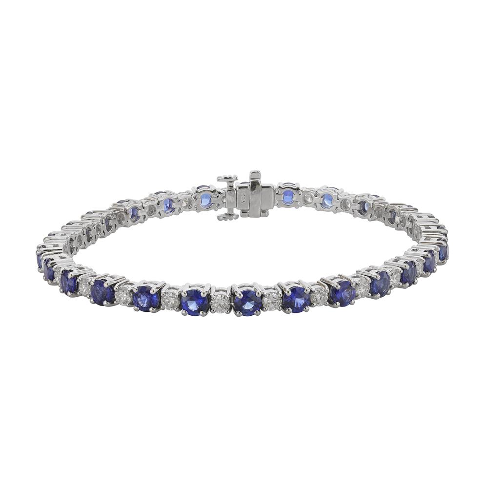 London Collection White Gold Alternating Blue Sapphire and Diamond Bracelet