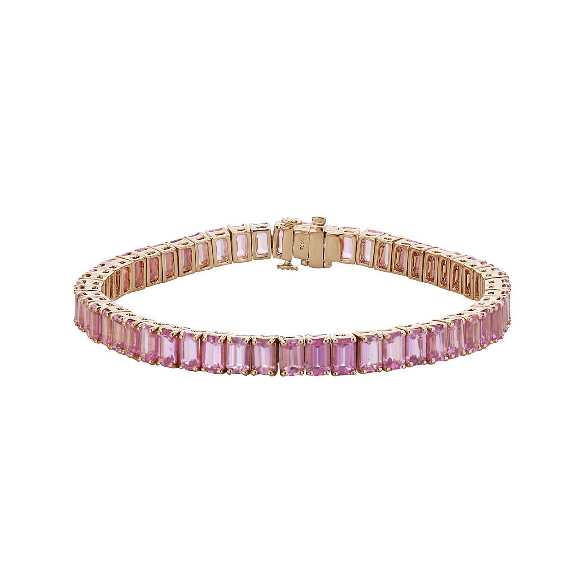 London Collection 18k Rose Gold Emerald Cut Pink Sapphire Tennis Bracelet